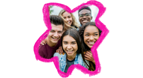group of teens smiling together