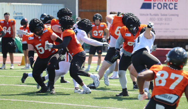 B.C. Lions practicing at Hillside Stadium in Kamloops