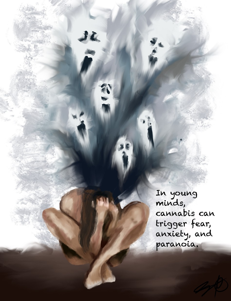 a poster made by a youth reflecting affects of cannabis on mental health