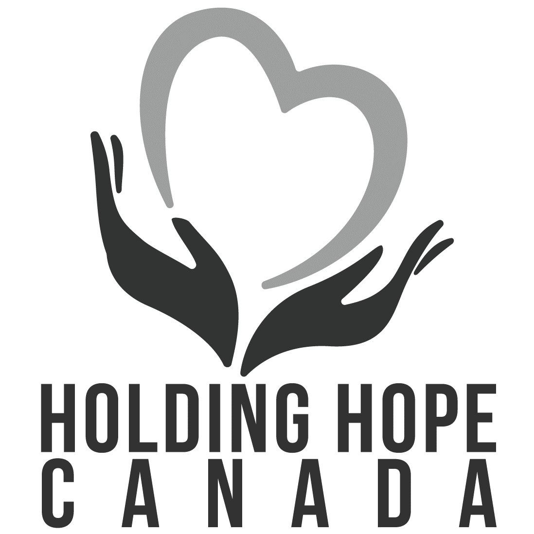 An illustration of two hands holding a heart for Holding Hope Canada.