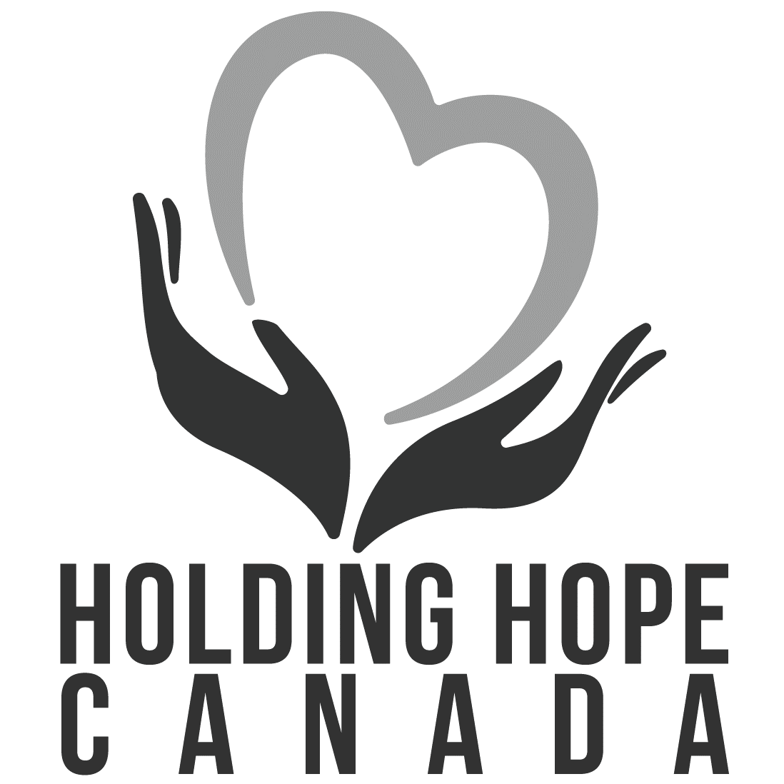 An illustration of two hands holding a heart for Holding Hope Canada.