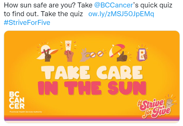 Twitter post of sun safety