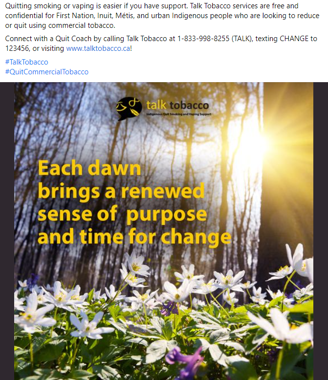 Facebook post of Talk Tobacco