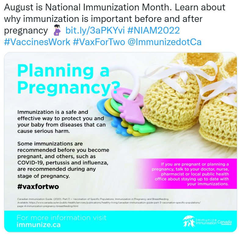 Tweet about national immunization month