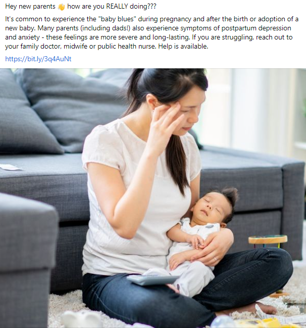 Social media post - resources for new parents