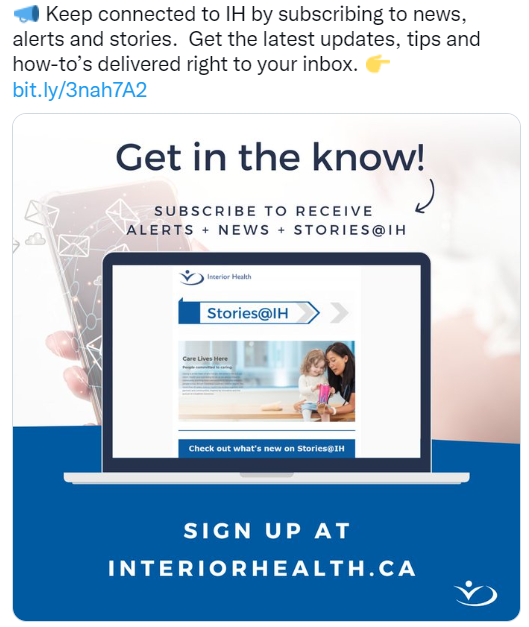 Twitter post about how to get news and alerts from website