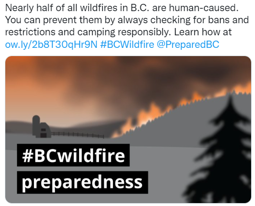 Twitter post about wildfire preparedness