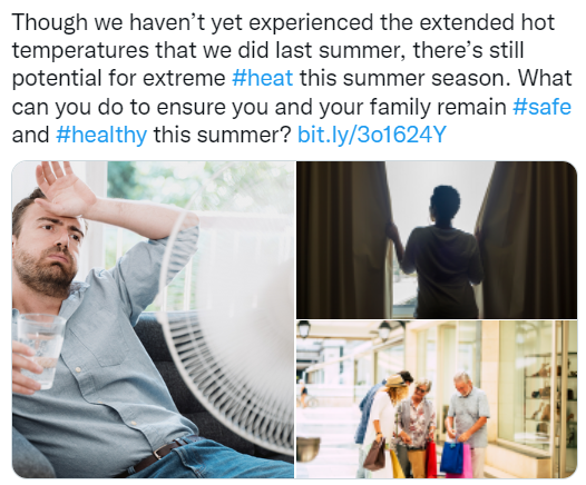 Twitter post for heat safety article