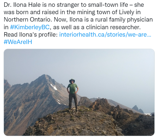 Twitter post with Dr. Ilona Hale's We are IH profile