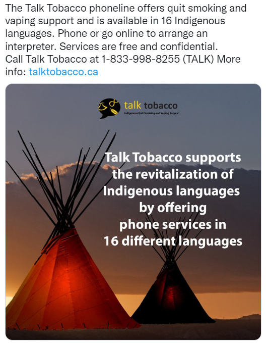 Twitter post of Tobacco Talks