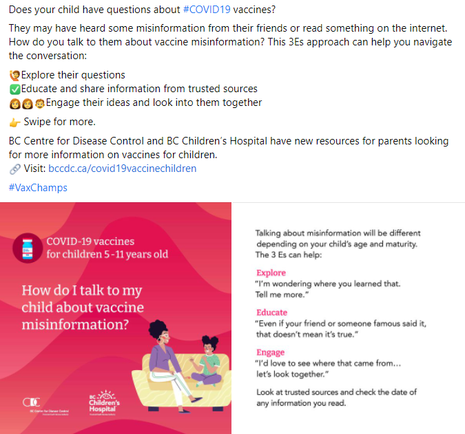 Facebook post on how to counter COVID-19 misinformation