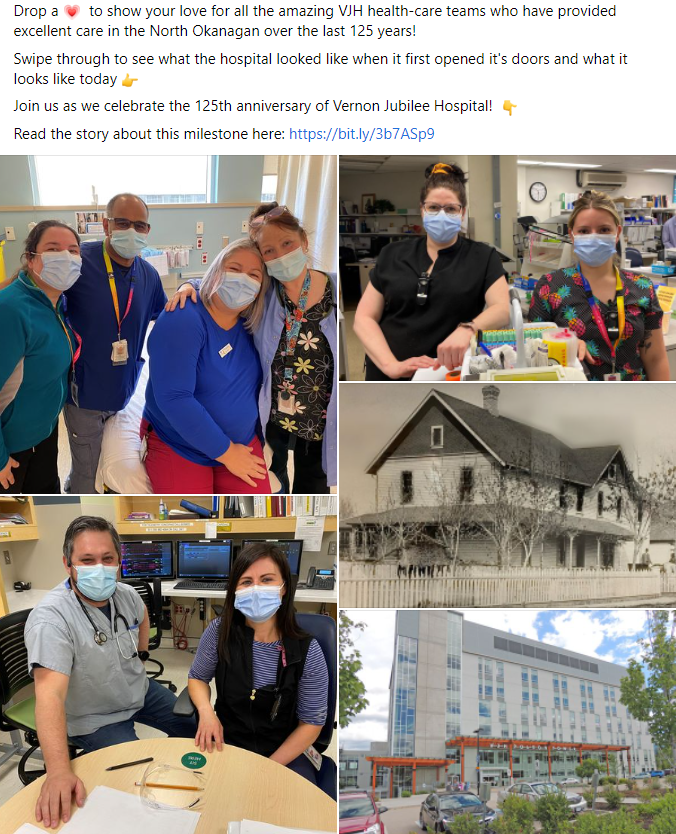 Facebook post of VJH anniversary