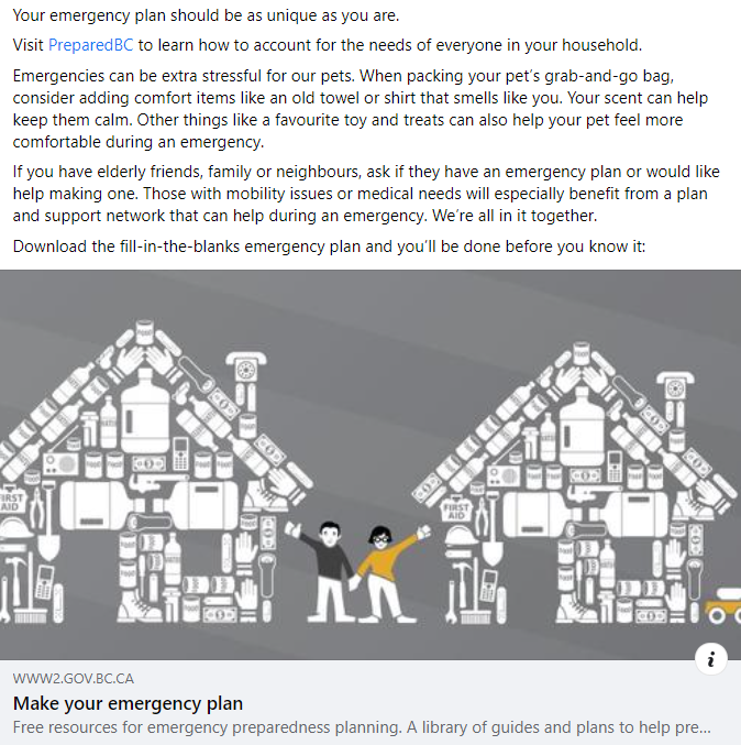 Emergency Plan social media post