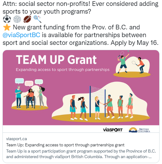 Team  Up Grant social media post