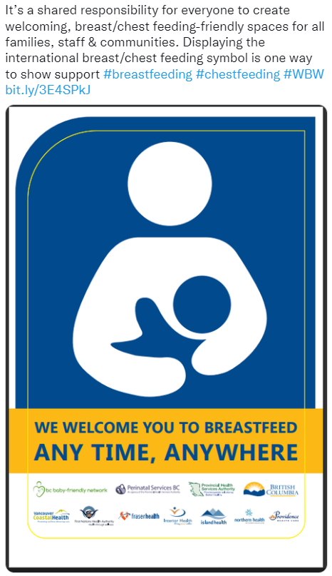 Twitter post about World Breastfeeding Week