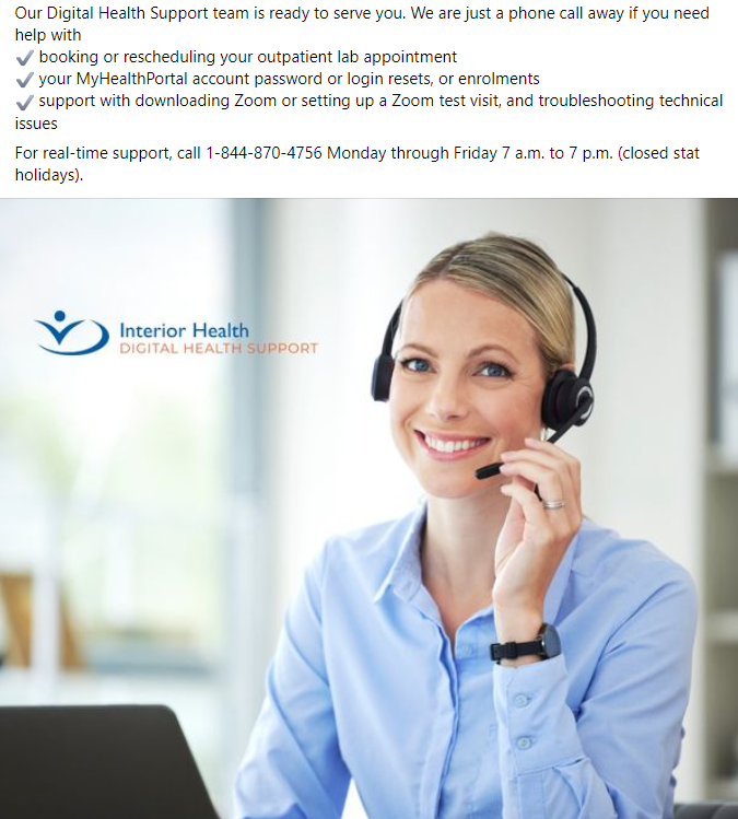 Facebook post about digital health support desk