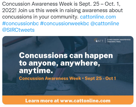 Tweet about concussion awareness week