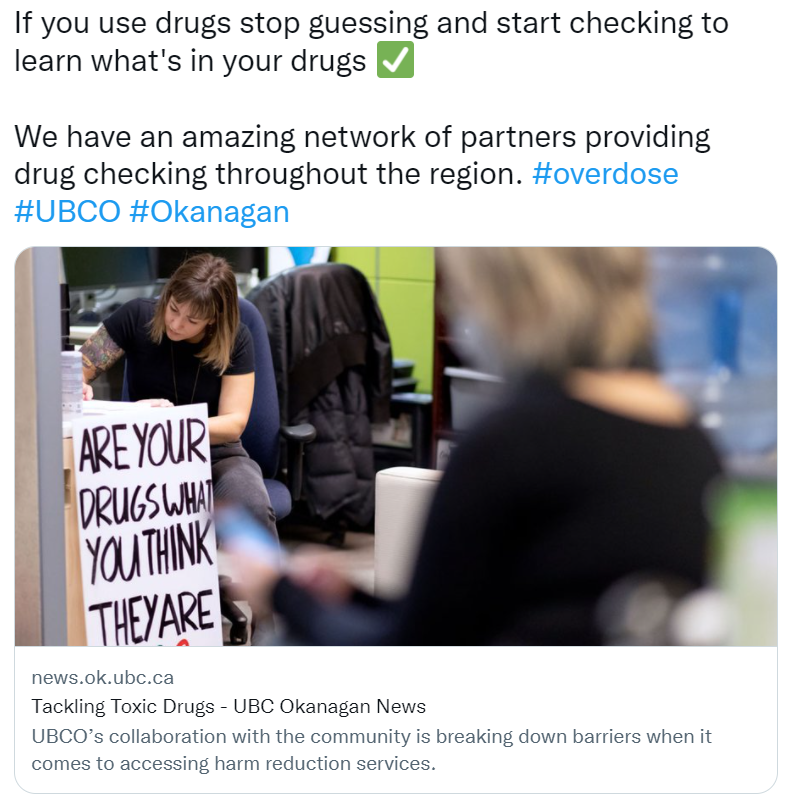Twitter Post - UBCO Drug Checking