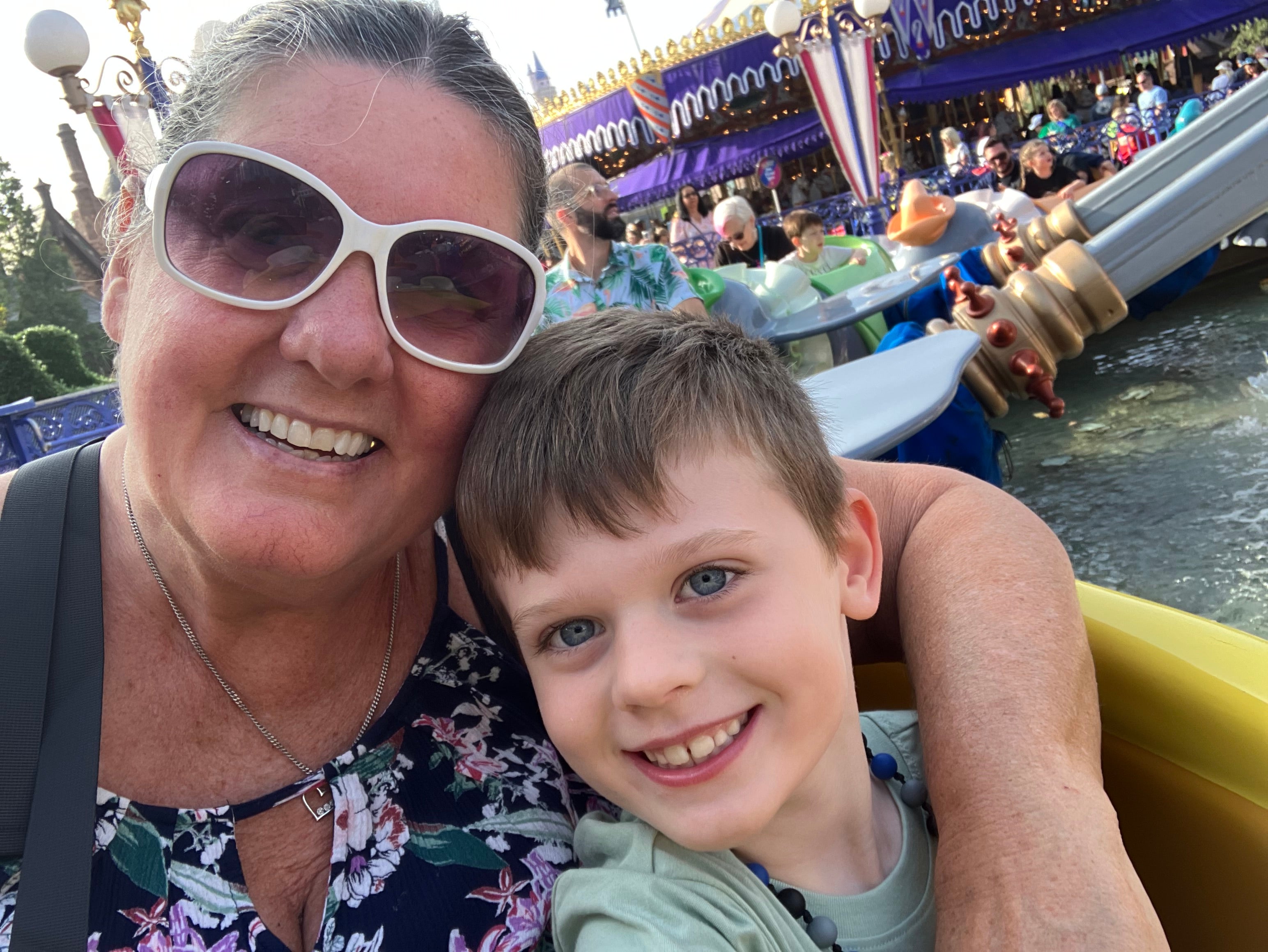 Woman and a child on ride at Disneyland 