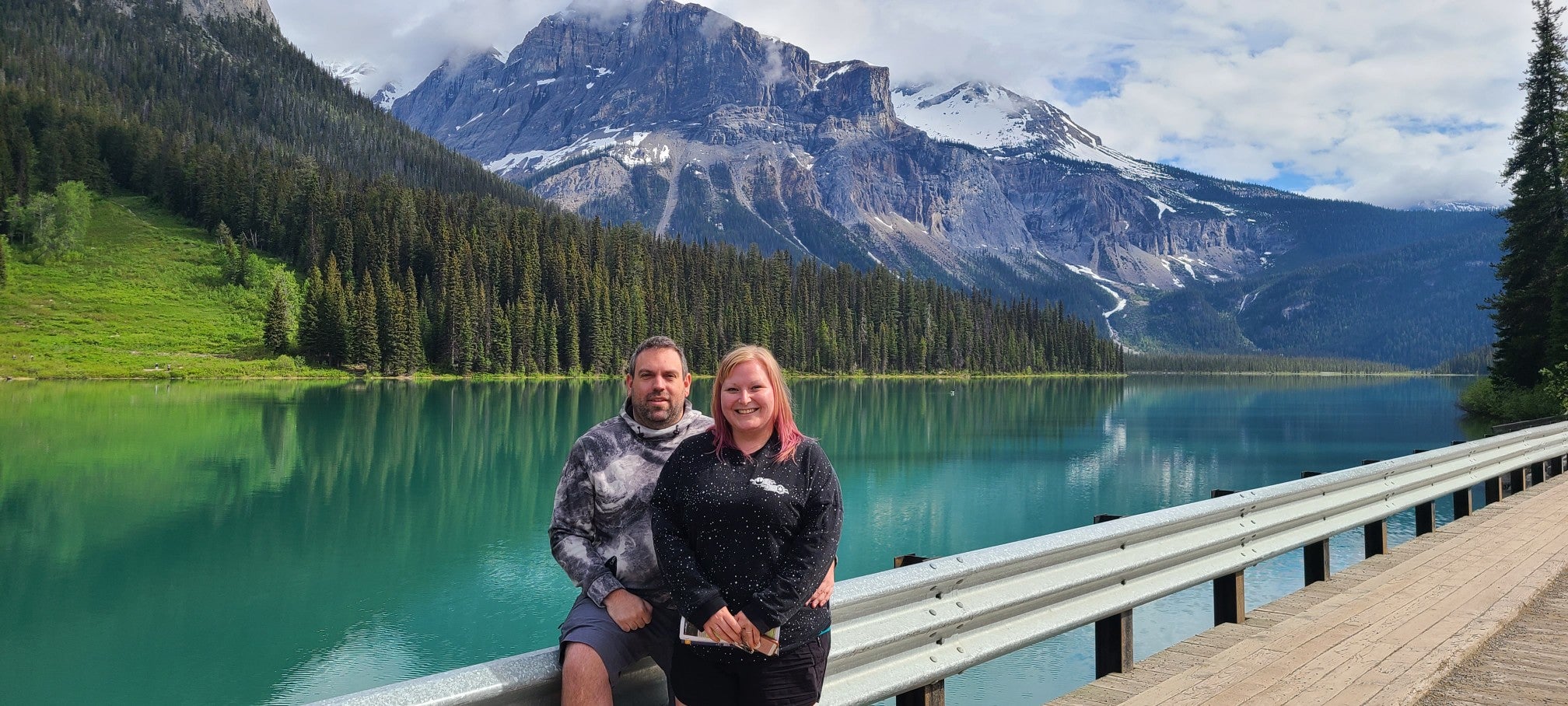 Man and woman at Emerald Lake.