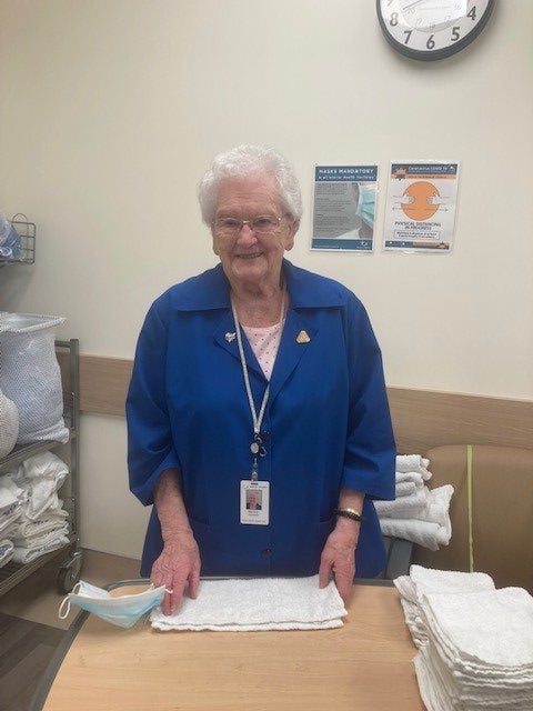 Bernice serves as a volunteer at the Penticton Regional Hospital