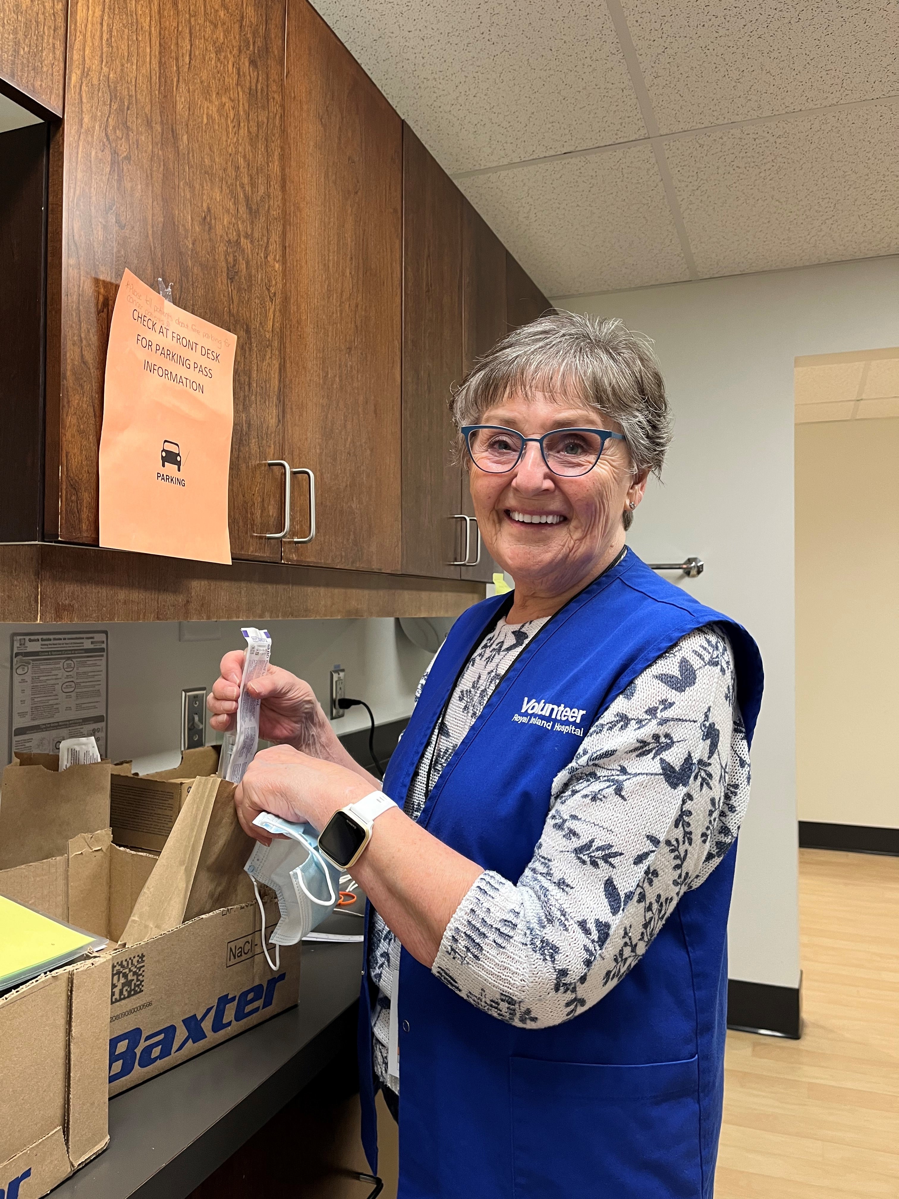 Janet volunteering at Royal Inland Hospital