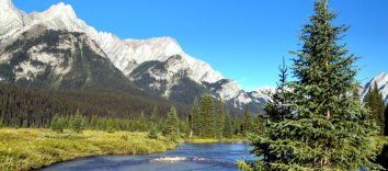 Elkford British Columbia river and mountains