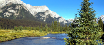 Elkford British Columbia river and mountains