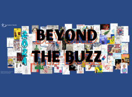 A collage of posters about tobacco, vaping, cannabis and alcohol set against a blue background with Beyond the Buzz written on the front.