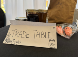 trade table sign on a table