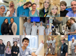 A collage of photos showing young people and adults in health-care settings.